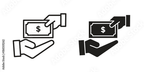 loan icons in black glyph and liner versions for design.