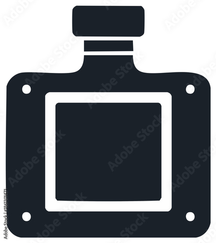 Minimalist rectangular perfume bottle icon with stopper and blank label area