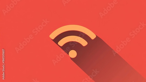 Orange wi fi symbol on red background wireless internet connectivity concept