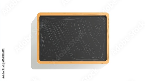 Overhead view of an empty blackboard isolated on a white background