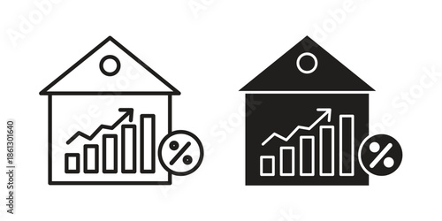 Mortgage icons in black glyph and liner versions for design.
