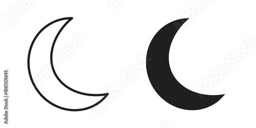Moon icons in black glyph and liner versions for design.
