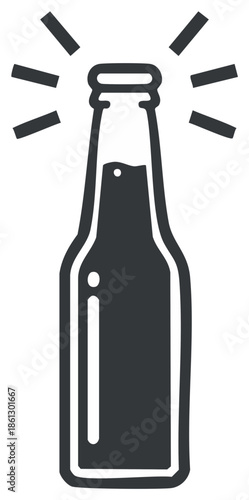 Sparkling Beer Bottle Icon Refreshing Drink Beverage Alcohol