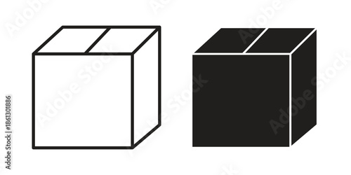 Package icons in black glyph and liner versions for design.