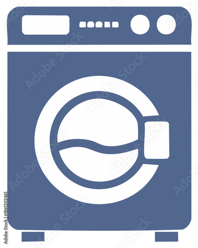 Modern washing machine with digital display and large round door icon