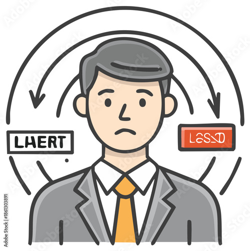 Stress of work man with alert and load message graphic vector illustration