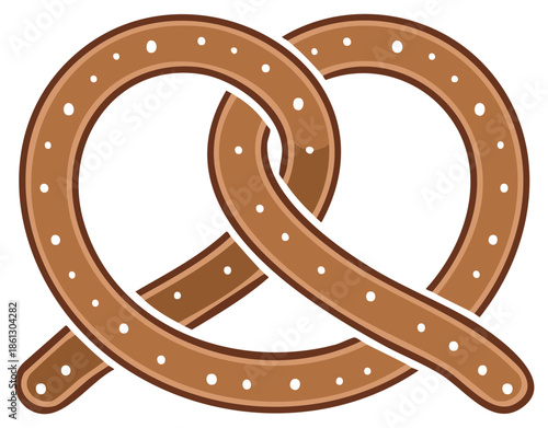 Cartoon pretzel illustration with traditional German design and white dot details