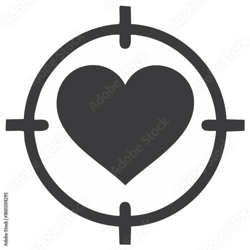 Heart in a Target Scope Icon Representing Love Romance and Dating Goals