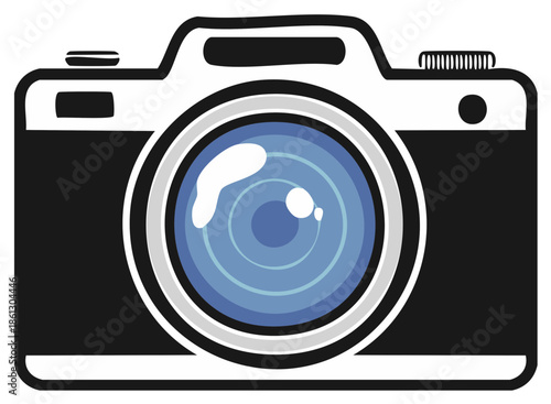 Stylized Digital Camera with Blue Lens Reflection