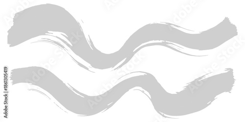 Stylized gray brush strokes creating two parallel waves, reminiscent of the aquarius zodiac sign