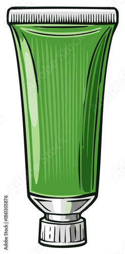 Green tube for cosmetics cream or paint vector illustration
