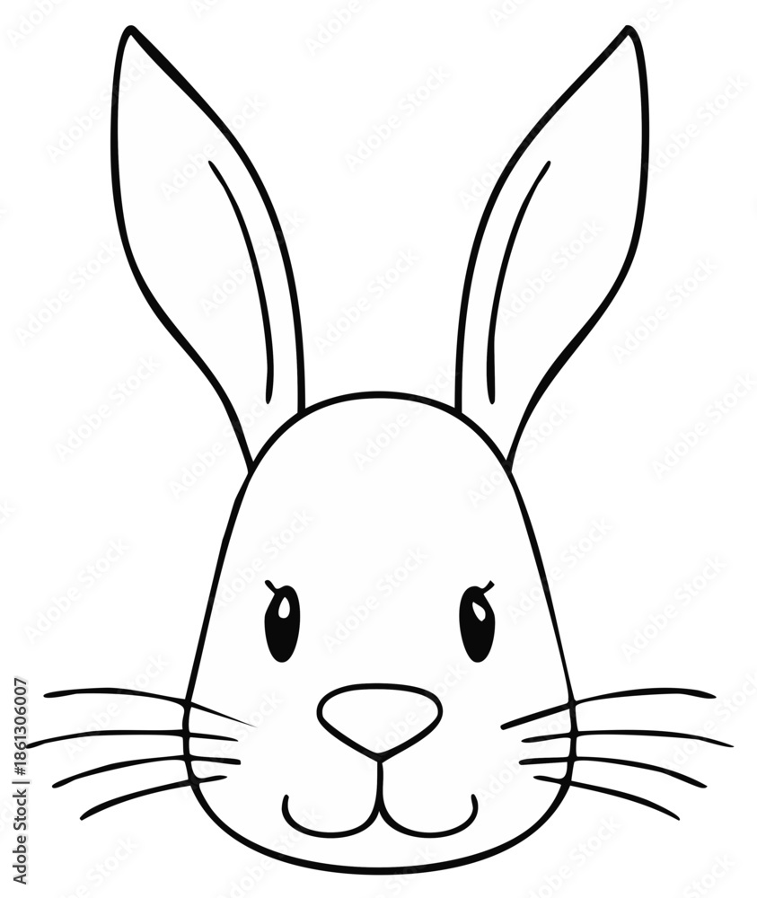 Fototapeta premium Cute rabbit face line art illustration for coloring book page