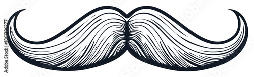 Stylized black and white mustache vector illustration. Isolated on white background.