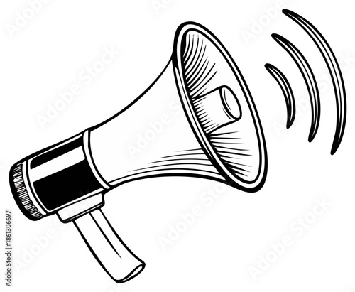 Retro Loudspeaker Sound Waves Announcement Illustration