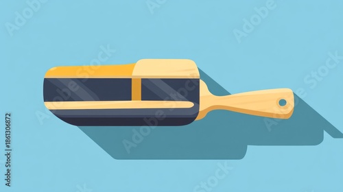 Stylized roller brush graphic against a blue background for artistic and cleaning uses