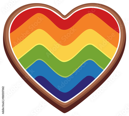 Heart Shaped Cookie with a Rainbow Flag Design for LGBTQ Pride and Celebration