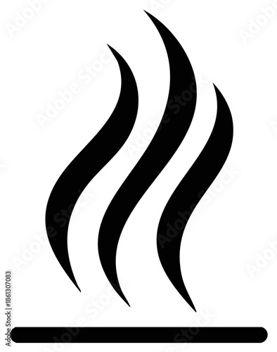 Stylized black steam or smoke rising from a surface creating an abstract wavy effect