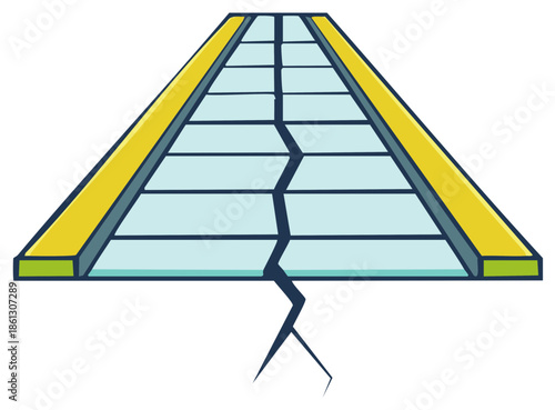 Cracked Layered Structure Illustration Showing Fault Lines Failure Concept