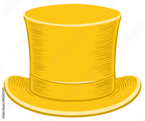 Illustration of a Golden Yellow Tall Hat Fancy Headwear Accessory Icon
