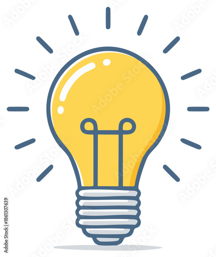 Bright Idea Bulb Vector Illustration Shining Inspiration Creativity Concept