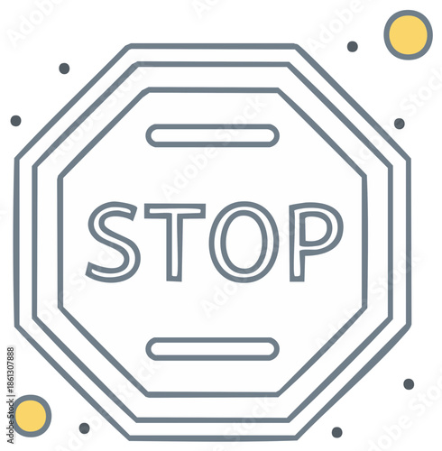 Stop sign icon with dots and circles, traffic sign, warning symbol