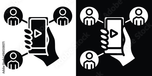 Viral icon vector illustration glyph style on white and black background