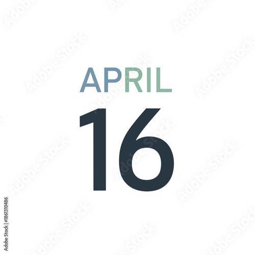 Clean digital rendering of the date April 16, representing a specific day in the annual calendar year.