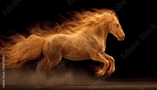Red fire horse. Chinese lunar New Year 2026. AI generative