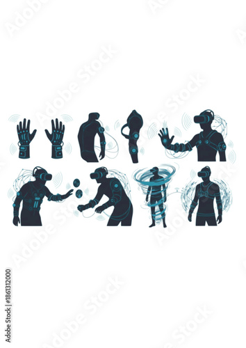 Haptic Technology Silhouette for Immersive Gaming and Sensory Connection Future Tech Wearable and Metaverse Experience Concept Vector