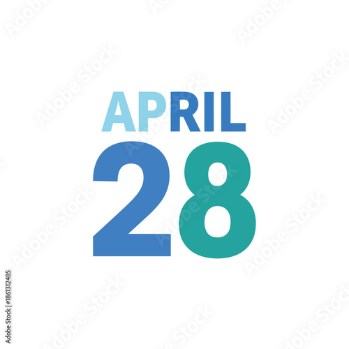 APRIL 28 date display calendar design for important event reminders and scheduling graphic element for planner applications and digital platforms