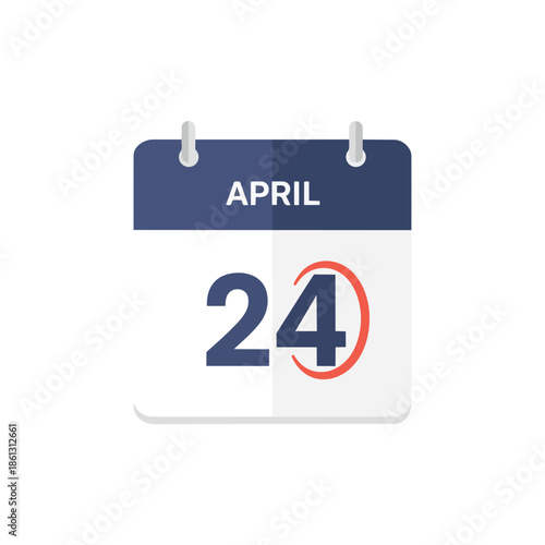 Calendar icon showing April 24 for important scheduling, deadline reminders, event planning, and date tracking fostering efficient time management