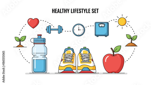 Healthy Lifestyle Set with Fitness Essentials.