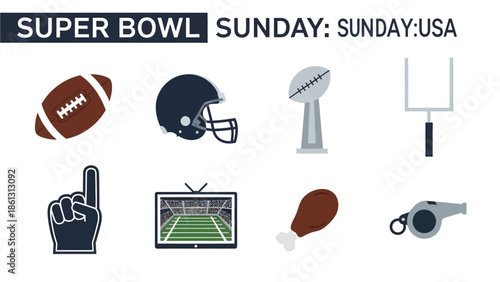 Infographic with eight American football icons against a white background