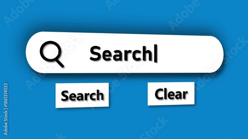 Search bar with the word Search typed in and search and clear buttons internet search online search