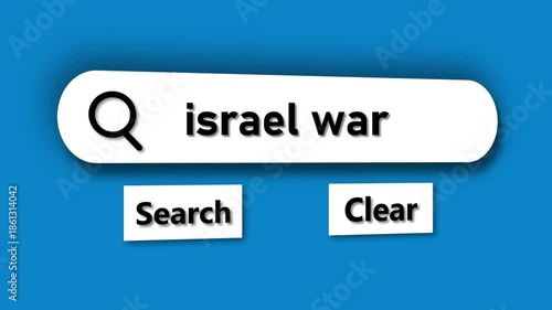 Search bar with the phrase Israel war typed in and search and clear buttons internet search online search