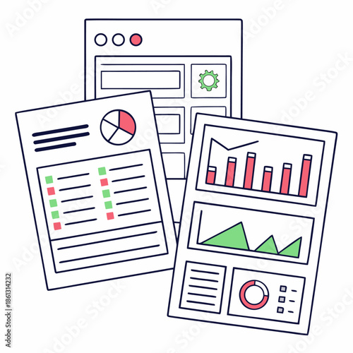 SaaS Reporting Export Graphic Resources Vector Elements