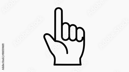 Simple line art illustration of a human hand with the index finger pointing upwards, indicating direction or number one.