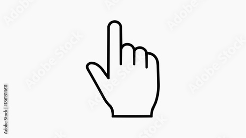 A simple black outline icon of a human hand with the index finger pointing upwards, commonly used as a cursor.