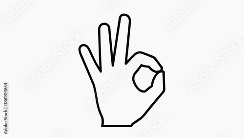 A simple line drawing of a human hand making the universal 'OK' gesture with thumb and index finger touching.