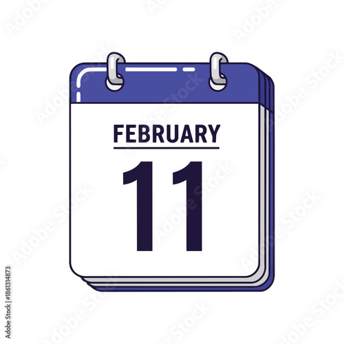 Modern minimalist calendar icon displaying the date February eleventh for timely scheduling and important event reminders precise annual agenda