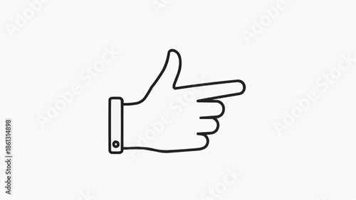 A simple outline drawing of a human hand with the index finger extended, pointing right, on a plain white background.