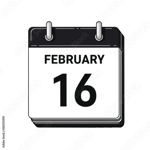 Calendar icon displaying February 16th, a significant date for scheduling and reminders.