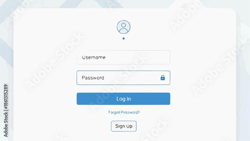 A clean and modern user interface for a login page with username and password fields, and options to log in or sign up.