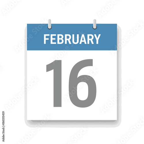 A crisp calendar icon clearly marking February 16. This visual emphasizes planning important dates, managing future events, and maintaining a