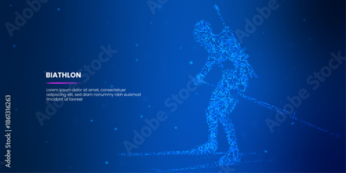 Biathlon technology tech blue background. Tech Blue Background. Artificial Intelligence Agent or Assistant Concept. Vector Digital Illustration.