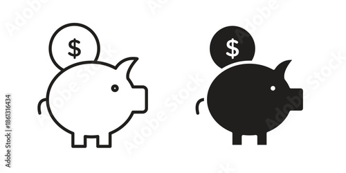Piggy bank icons logo design, Pictogram Icons