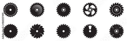 Circular saw icon. Rotary blades saw machine, cut teeth machine for carpentry, industrial machine for wood construction. Vector flat illustration. Vector Graphic. EPS 10