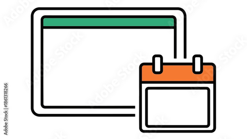 Digital Calendar and Planner Icon for Scheduling Booking and Event Management Concept announcement board