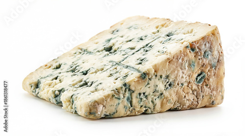 Slice of gorgonzola cheese isolated on white background