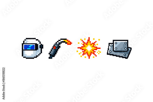 Pixel art welding equipment and materials for industrial work